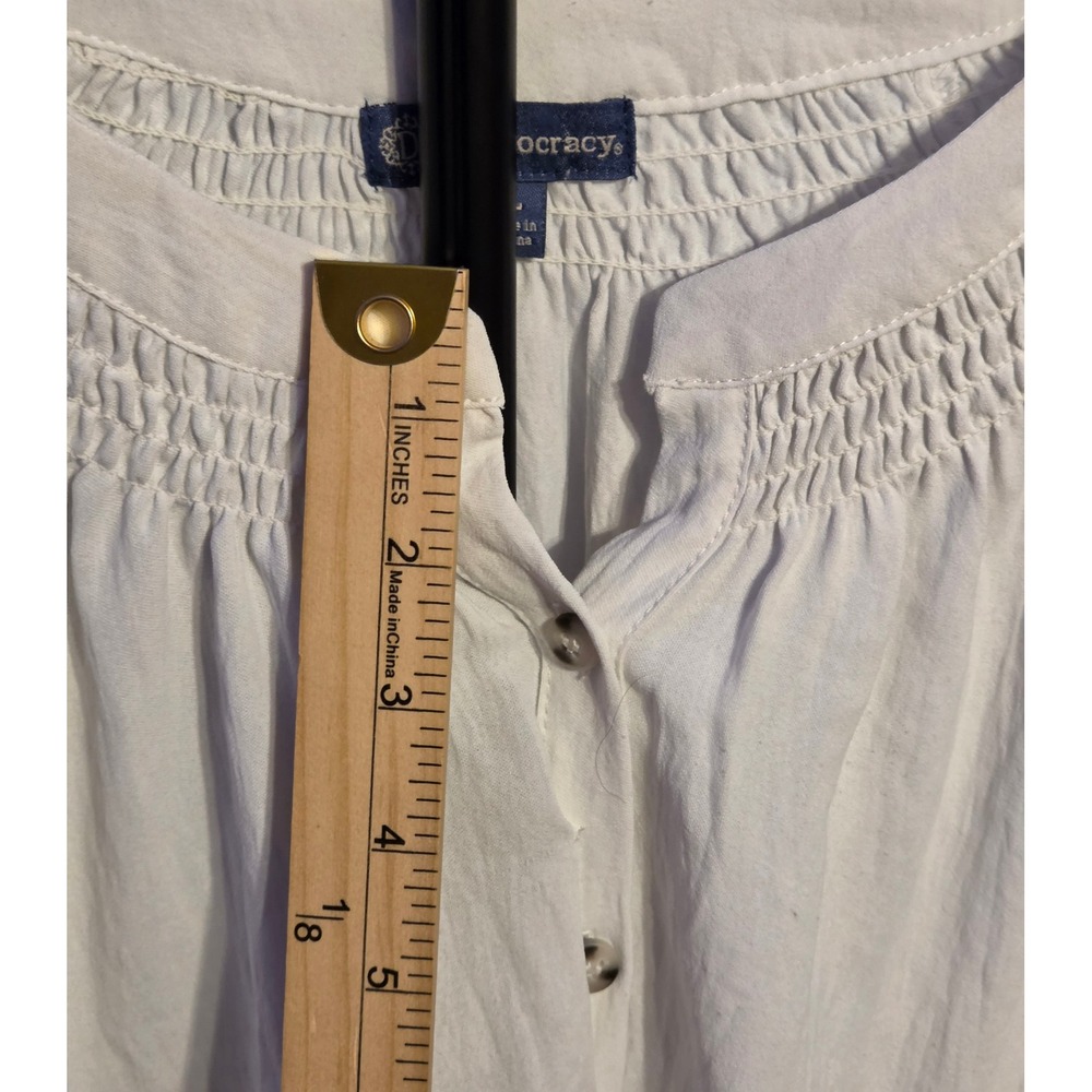 Democracy Boho Oversized Button Up Blouse Women's Size Large White - Picture 4 of 10